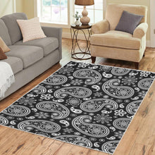 Load image into Gallery viewer, Black and White Paisley Area Rug
