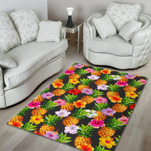 Load image into Gallery viewer, Aloha Hibiscus Pineapple Pattern Print Area Rug

