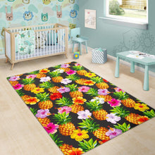 Load image into Gallery viewer, Aloha Hibiscus Pineapple Pattern Print Area Rug
