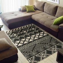 Load image into Gallery viewer, Black And Beige Aztec Pattern Print Area Rug
