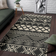 Load image into Gallery viewer, Black And Beige Aztec Pattern Print Area Rug

