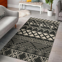 Load image into Gallery viewer, Black And Beige Aztec Pattern Print Area Rug
