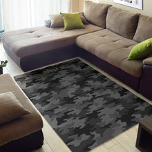 Load image into Gallery viewer, Black And Grey Camouflage Print Area Rug
