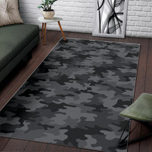 Load image into Gallery viewer, Black And Grey Camouflage Print Area Rug
