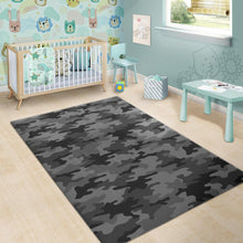 Load image into Gallery viewer, Black And Grey Camouflage Print Area Rug
