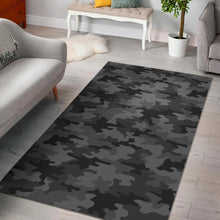 Load image into Gallery viewer, Black And Grey Camouflage Print Area Rug

