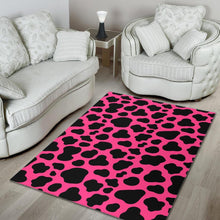 Load image into Gallery viewer, Black And Hot Pink Cow Print Area Rug
