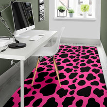 Load image into Gallery viewer, Black And Hot Pink Cow Print Area Rug
