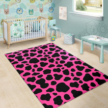 Load image into Gallery viewer, Black And Hot Pink Cow Print Area Rug
