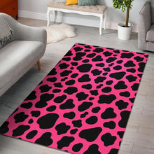 Load image into Gallery viewer, Black And Hot Pink Cow Print Area Rug
