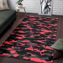 Load image into Gallery viewer, Black And Pink Camouflage Print Area Rug
