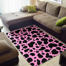 Load image into Gallery viewer, Black And Pink Cow Print Area Rug
