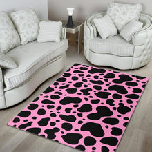 Load image into Gallery viewer, Black And Pink Cow Print Area Rug
