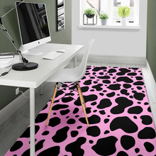 Load image into Gallery viewer, Black And Pink Cow Print Area Rug
