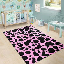 Load image into Gallery viewer, Black And Pink Cow Print Area Rug
