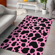Load image into Gallery viewer, Black And Pink Cow Print Area Rug

