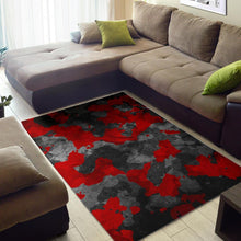 Load image into Gallery viewer, Black And Red Camouflage Print Area Rug

