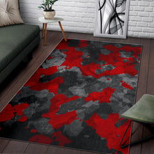 Load image into Gallery viewer, Black And Red Camouflage Print Area Rug
