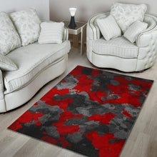Load image into Gallery viewer, Black And Red Camouflage Print Area Rug
