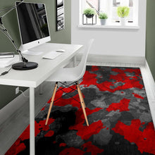 Load image into Gallery viewer, Black And Red Camouflage Print Area Rug
