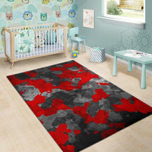Load image into Gallery viewer, Black And Red Camouflage Print Area Rug
