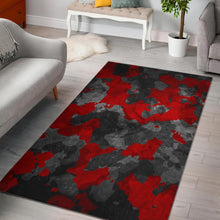 Load image into Gallery viewer, Black And Red Camouflage Print Area Rug
