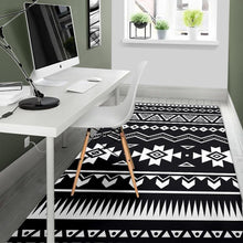 Load image into Gallery viewer, Black And White Aztec Pattern Print Area Rug
