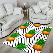 Load image into Gallery viewer, Black Geometric Pineapple Pattern Print Area Rug
