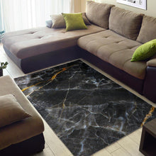 Load image into Gallery viewer, Black Grey Marble Print Area Rug
