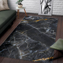 Load image into Gallery viewer, Black Grey Marble Print Area Rug
