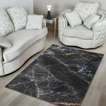 Load image into Gallery viewer, Black Grey Marble Print Area Rug
