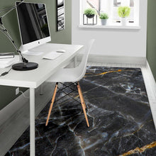 Load image into Gallery viewer, Black Grey Marble Print Area Rug
