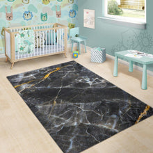 Load image into Gallery viewer, Black Grey Marble Print Area Rug
