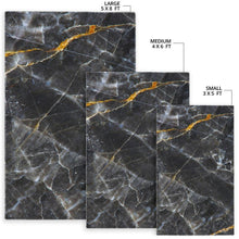 Load image into Gallery viewer, Black Grey Marble Print Area Rug
