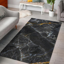 Load image into Gallery viewer, Black Grey Marble Print Area Rug
