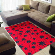 Load image into Gallery viewer, Black Red Palm Tree Pattern Print Area Rug
