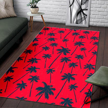 Load image into Gallery viewer, Black Red Palm Tree Pattern Print Area Rug
