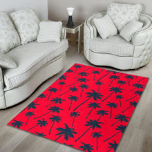 Load image into Gallery viewer, Black Red Palm Tree Pattern Print Area Rug
