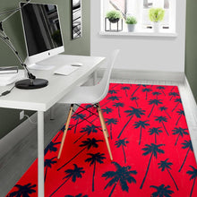Load image into Gallery viewer, Black Red Palm Tree Pattern Print Area Rug
