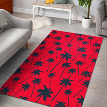 Load image into Gallery viewer, Black Red Palm Tree Pattern Print Area Rug
