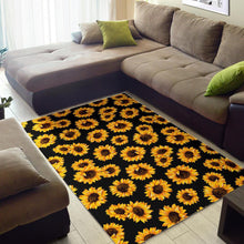 Load image into Gallery viewer, Black Sunflower Pattern Print Area Rug
