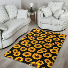 Load image into Gallery viewer, Black Sunflower Pattern Print Area Rug
