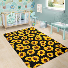 Load image into Gallery viewer, Black Sunflower Pattern Print Area Rug
