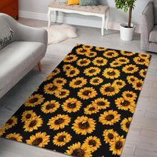 Load image into Gallery viewer, Black Sunflower Pattern Print Area Rug
