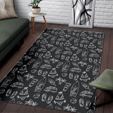Load image into Gallery viewer, Black White Surfing Pattern Print Area Rug
