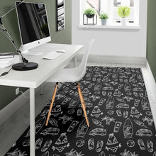 Load image into Gallery viewer, Black White Surfing Pattern Print Area Rug
