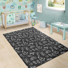 Load image into Gallery viewer, Black White Surfing Pattern Print Area Rug
