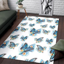 Load image into Gallery viewer, Blossom Blue Butterfly Pattern Print Area Rug
