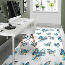 Load image into Gallery viewer, Blossom Blue Butterfly Pattern Print Area Rug
