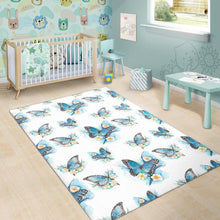 Load image into Gallery viewer, Blossom Blue Butterfly Pattern Print Area Rug
